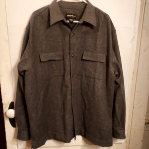 Eddie Bauer Men's Charcoal Shirt Jacket XL 100% Wool